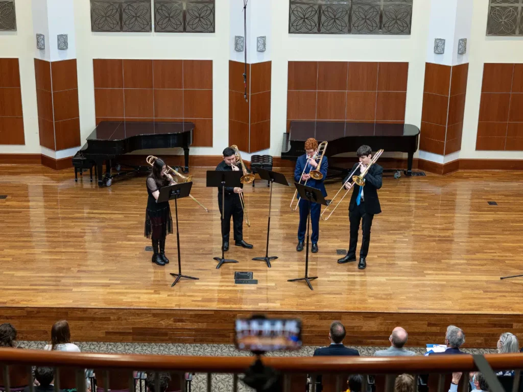 trombone quartet performance at graduation