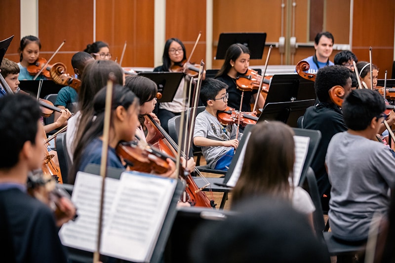strings ensemble rehearsing