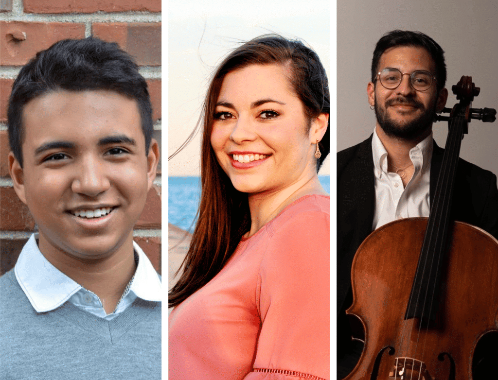 A collage of three new faculty members' headshots: Chad Polk, Lillia Woolschlager, and Everardo Sanchez.