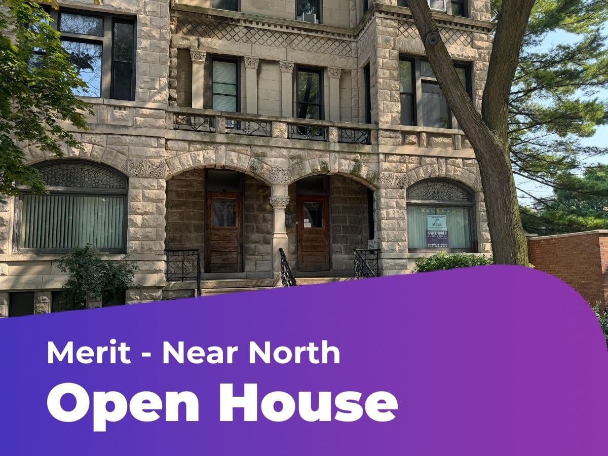 The Merit - Near North building with text reading "Merit - Near North Open House"