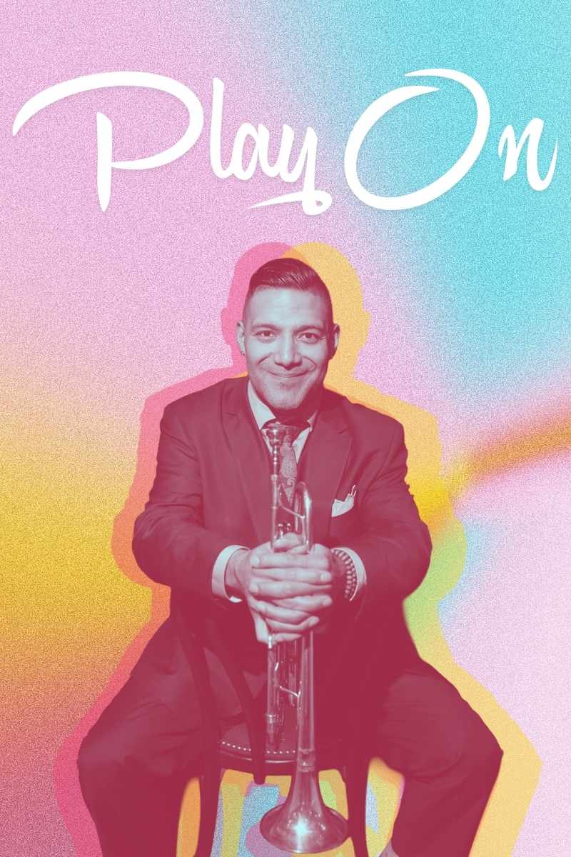 Victor Garcia on a pastel colorful background with the text "Play On"